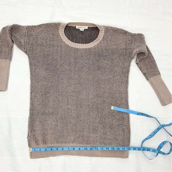 BCBGeneration Knit Sweater Cotton Long Sleeved in Warm Sand Combo Oversized Fit - Picture 4 of 11